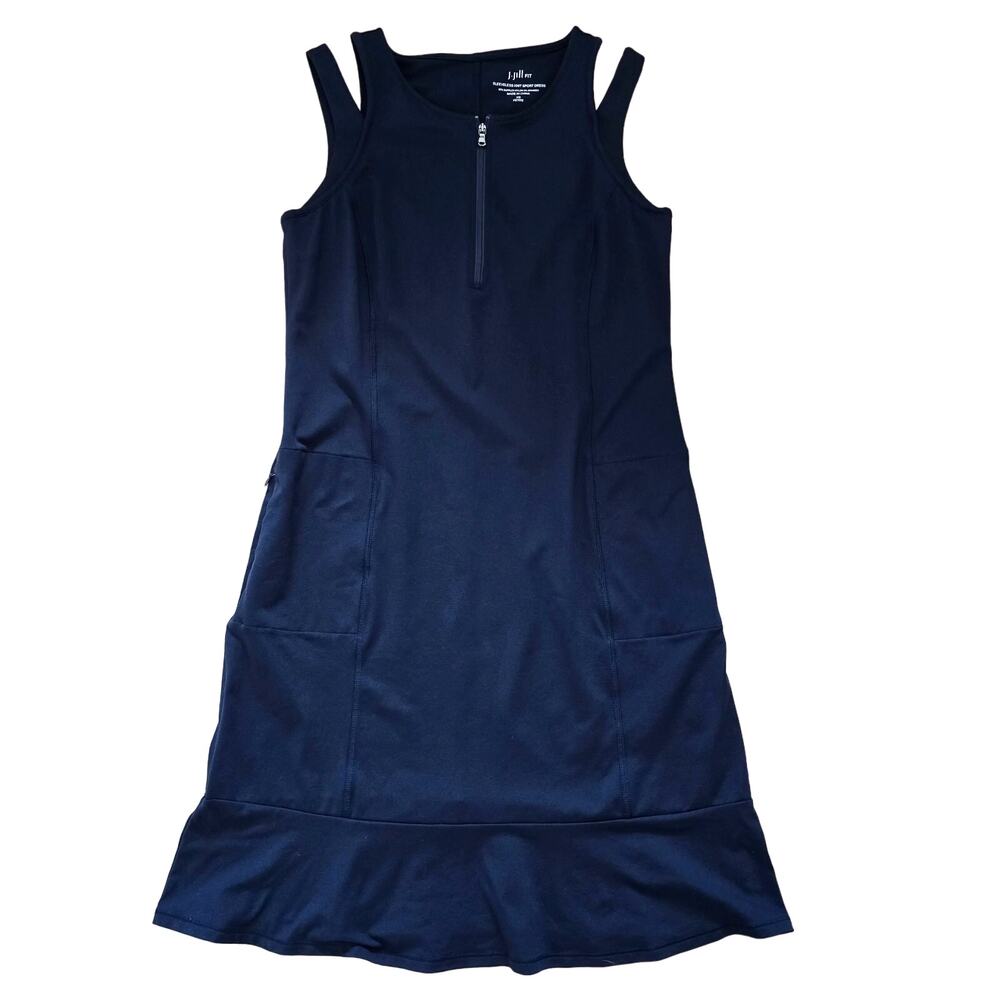 J Jill Fit Sleeveless Knit Sport Mini Dress Navy Size XS Athleisure Tenniscore